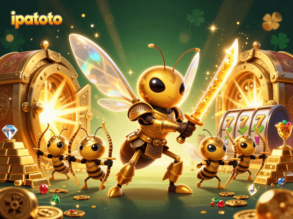 Engage in thrilling wins with ipatoto at the vibrant online casino surrounded by gold and jewels.