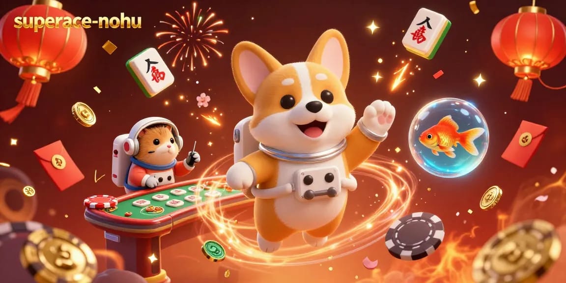 Experience thrilling gameplay in superace-nohu casino with corgi astronaut and fun elements.