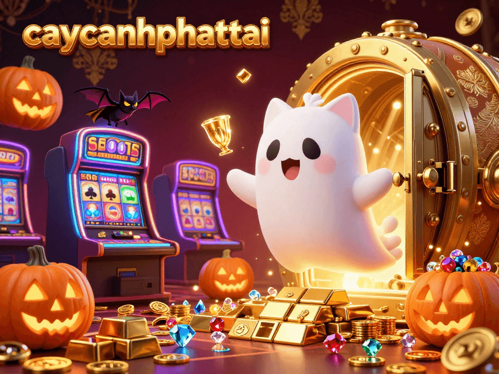 Engage in thrilling gameplay with caycanhphattai's captivating 3D casino scene featuring whimsical characters and golden treasures.
