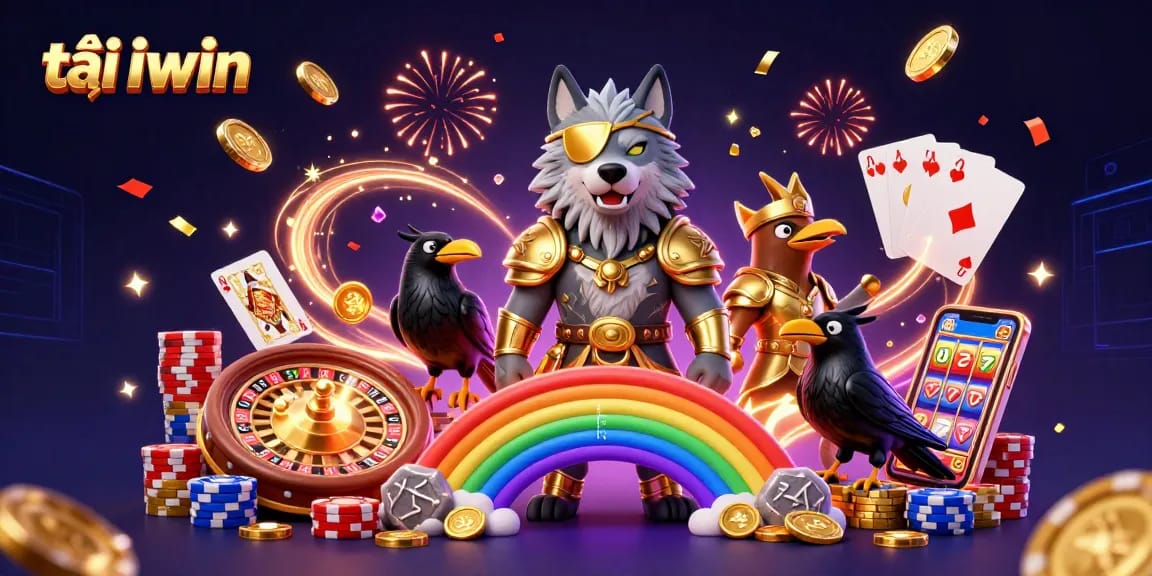 Experience the thrill of tải iwin with captivating casino elements in this vibrant 3D illustration.