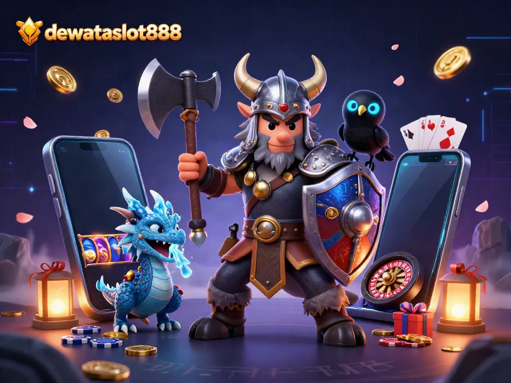 Permainan capsa susun di dewataslot888 dengan karakter kartun menarik dalam ilustrasi 3D.