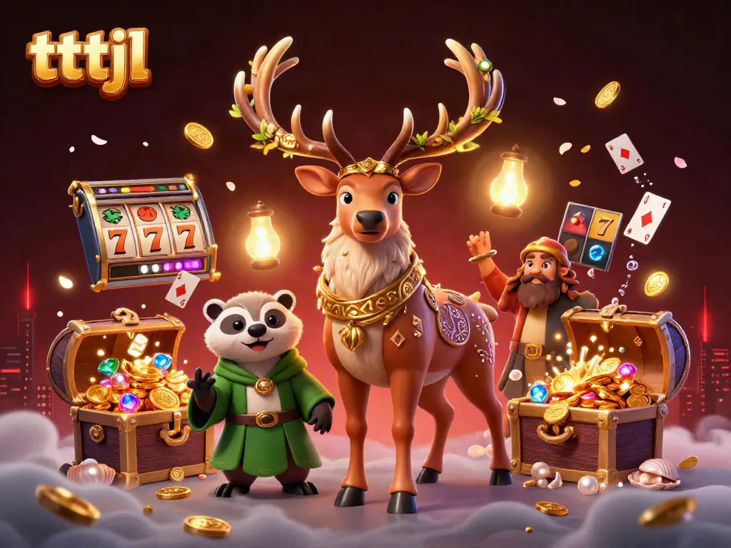 Engage in thrilling casino adventures with tttjl's captivating illustration featuring a druid stag and mystical elements.