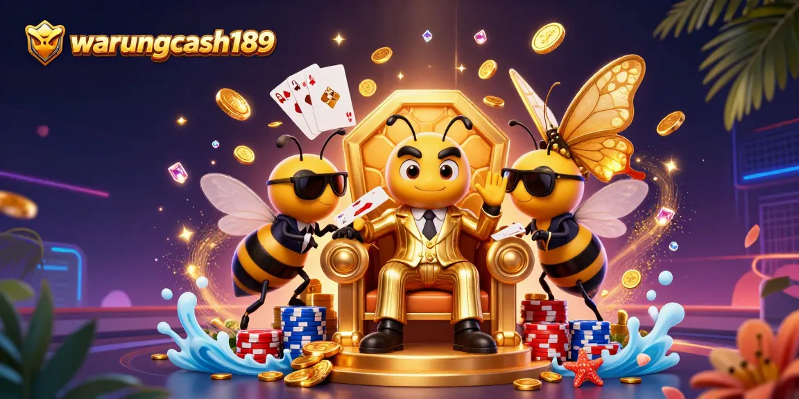 Experience the excitement of warungcash189 with stunning slots and casino elements in this vibrant illustration.