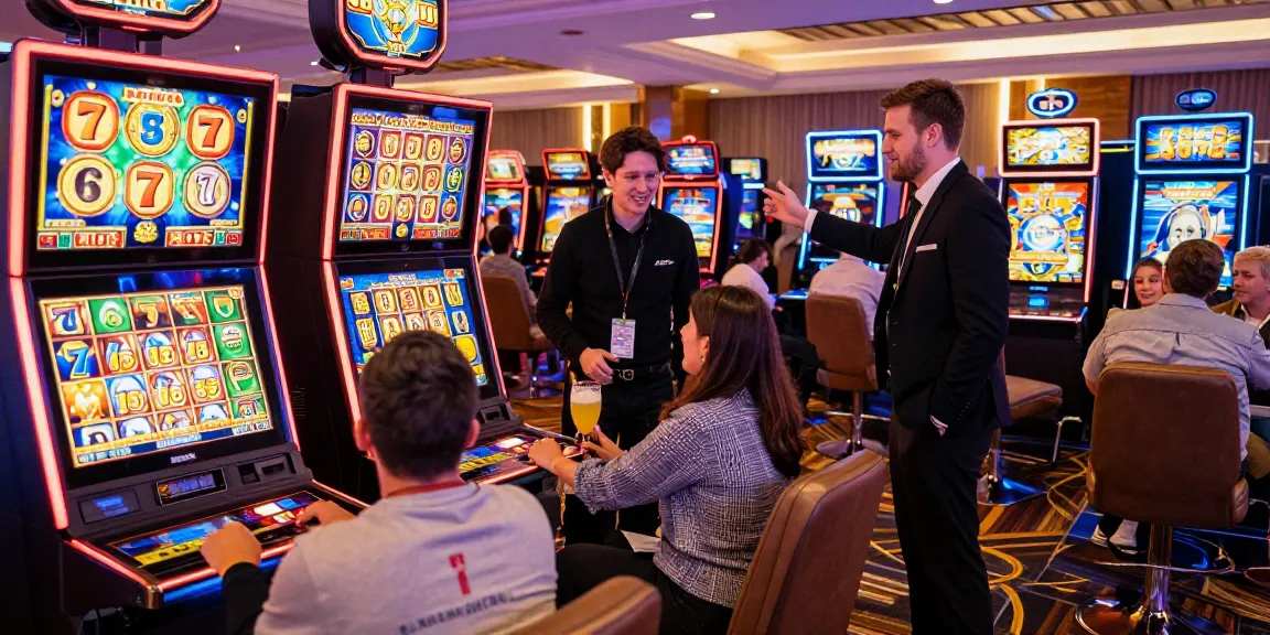 Engaging casino gaming scene with players on Lucky777 slot machines.