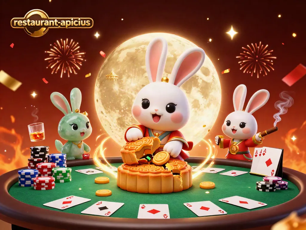 Play invigorating casino games at restaurant-apicius while enjoying themed illustration of a moon rabbit's adventure.