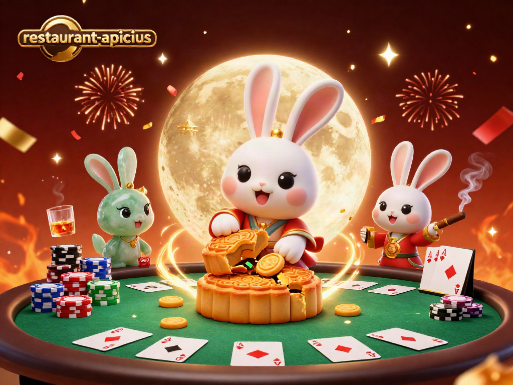 Play invigorating casino games at restaurant-apicius while enjoying themed illustration of a moon rabbit's adventure.