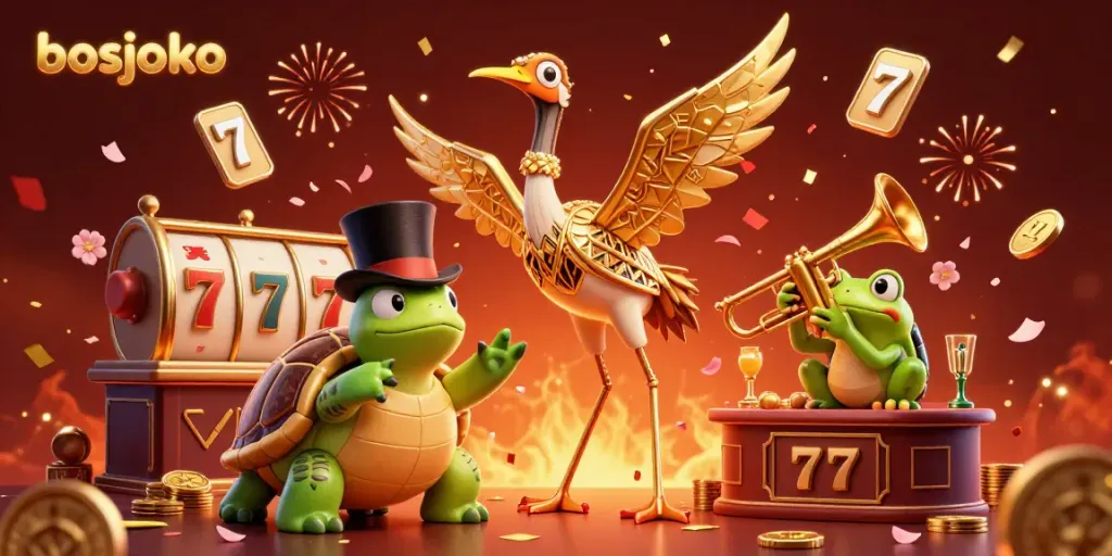 Experience thrilling jackpot wins with bosjoko's vibrant 3D gaming scene filled with exciting slot elements.