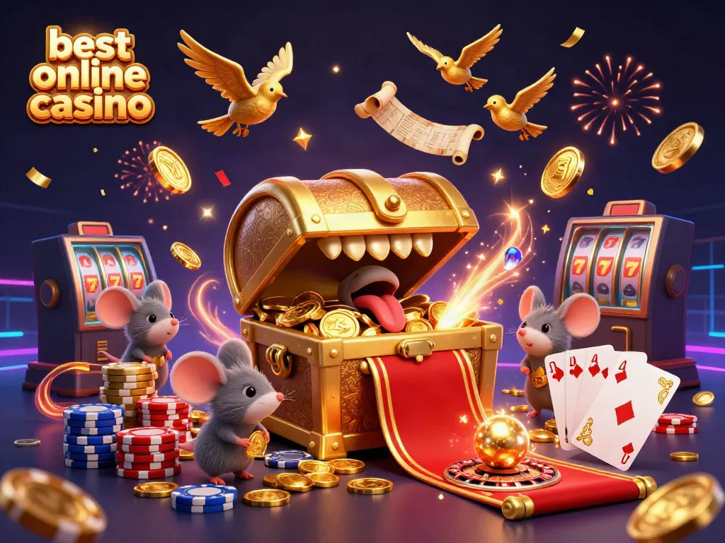 Engage with the best online casino scene featuring a treasure chest mimic and dynamic casino elements.