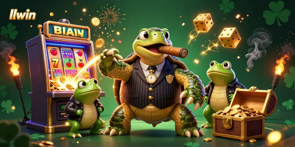 Experience thrilling casino action with llwin’s iconic turtle and bullfrogs amid jackpot explosions.