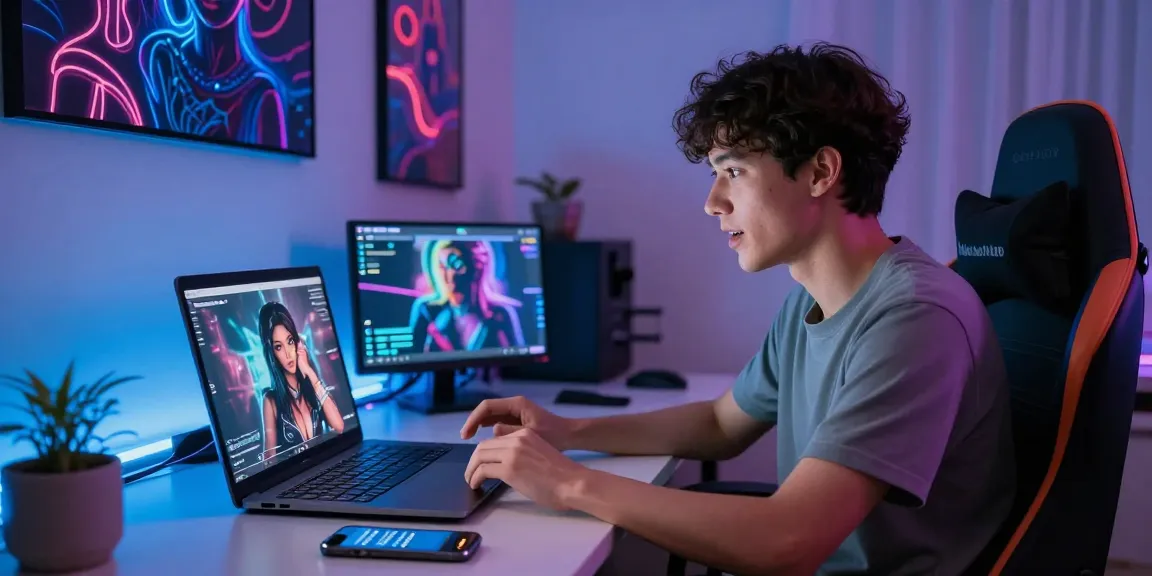 Engaging atmosphere of ai chat porn experience in a modern workspace.