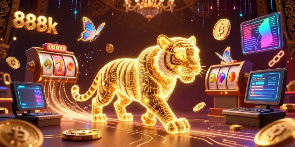 Experience thrilling wins at 888k with a visual feast of vibrant casino elements in a digital world.