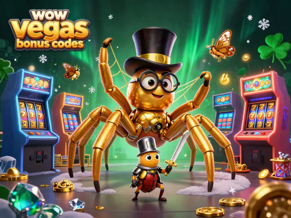 Win big with wow vegas bonus codes! Enjoy colorful casino-themed illustrations of coin jackpots and exciting gameplay.