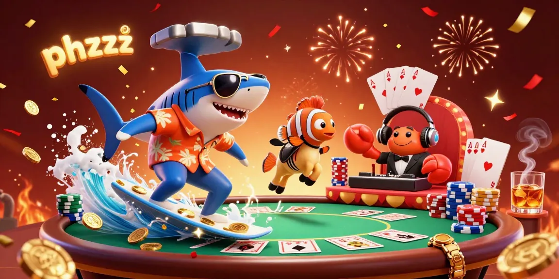 Experience fun with phzzz casino elements in this colorful, vibrant 3D casino illustration.