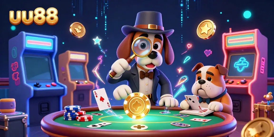 Experience thrilling gaming with the uu88 brand as a bloodhound detective investigates poker clues.
