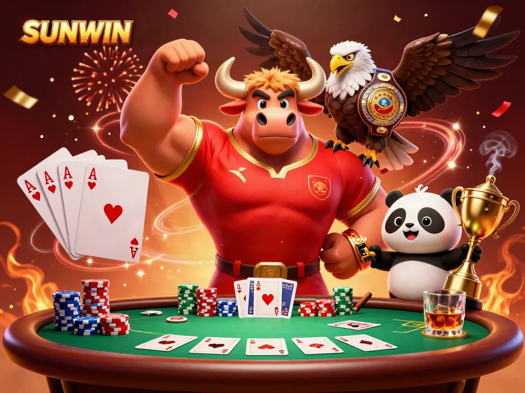 Experience thrilling excitement at SUNWIN with vibrant casino elements and joyful characters.