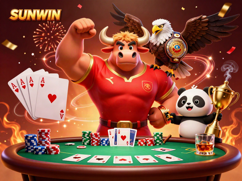 Experience thrilling excitement at SUNWIN with vibrant casino elements and joyful characters.