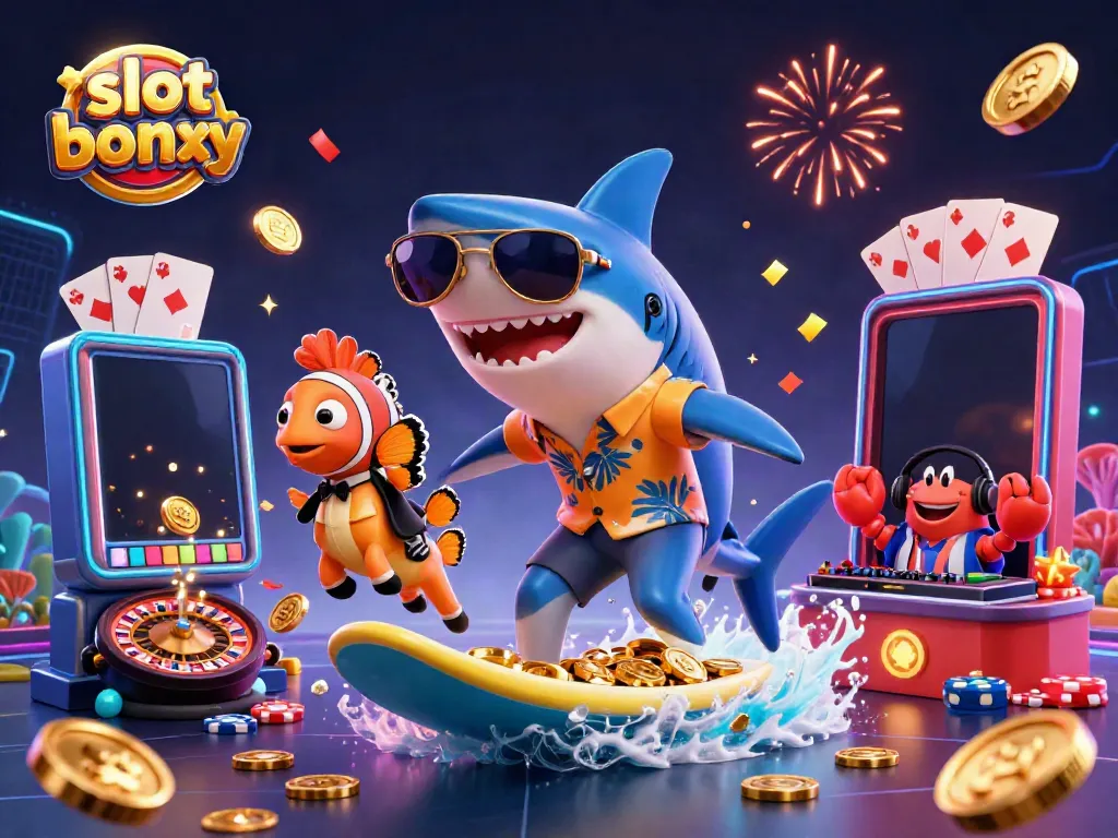 Engage in exciting gameplay with vibrant slot bonus features in a dynamic casino scene.