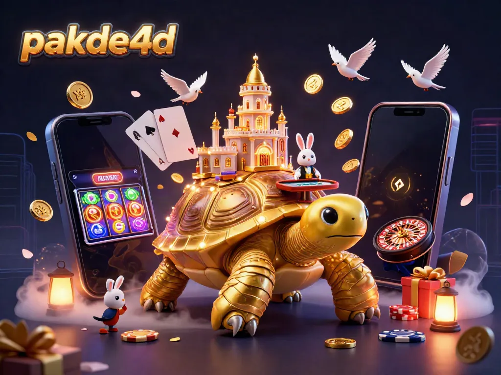 Win big with pakde4d at a vibrant casino scene featuring a golden tortoise and thrilling games.