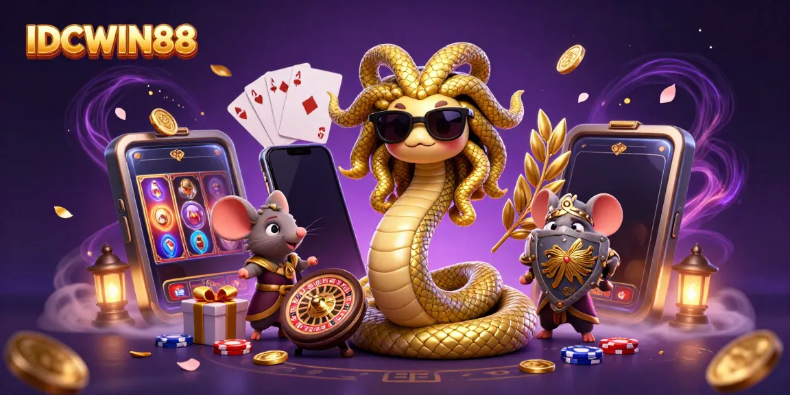 Engage in thrilling gameplay with IDCWIN88's vibrant and interactive casino elements, featuring charismatic characters.