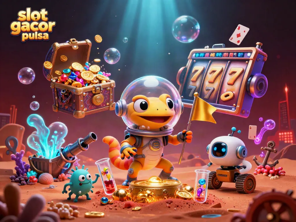 Spin the reels on slot gacor pulsa while a Martian gecko uncovers a buried casino treasure.
