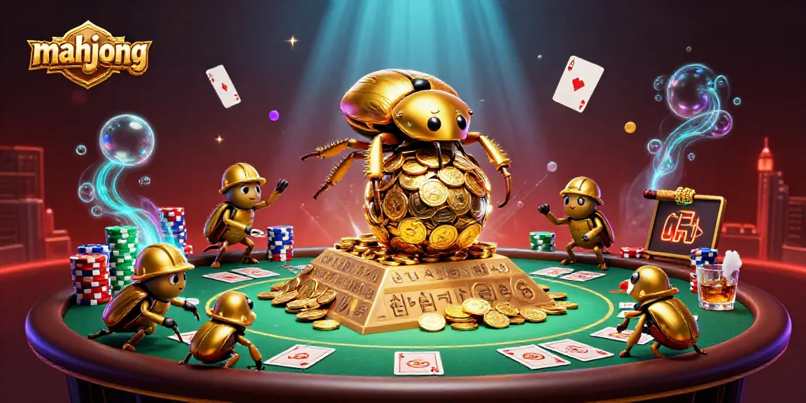 Gambarkan cara bermain mahjong dengan ilustrasi 3D kartun yang kaya elemen permainan kasino.