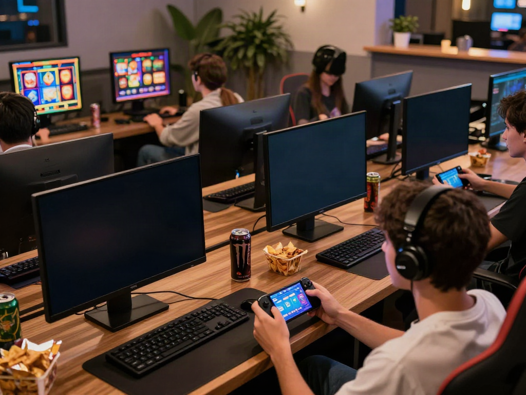 Players experiencing the thrill of bro138 slot games in a modern gaming setup.