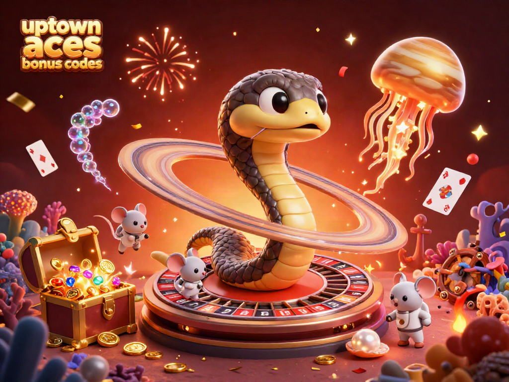 Place bets with uptown aces bonus codes in a vibrant cosmic casino scene filled with rewards.