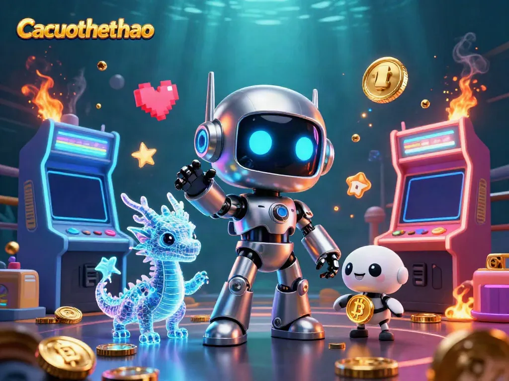 Experience winning strategies with Cacuocthethao's vibrant gambling scene featuring futuristic characters.