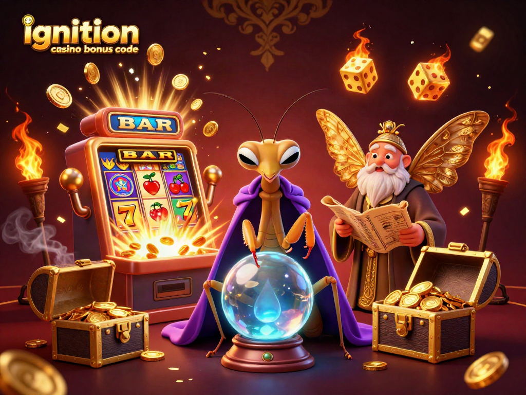 Spin and win at Ignition Casino Bonus Code with colorful gaming elements and mystical characters.