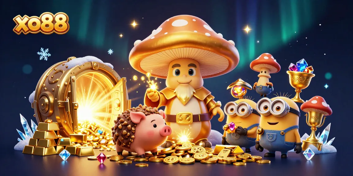 Experience exciting gaming adventures at xo88 with a magical golden mushroom wizard and treasures galore.