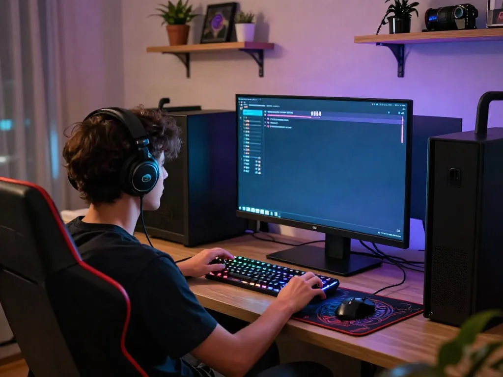 Person enjoying online slots with akunjp gaming interface in a cozy setting.