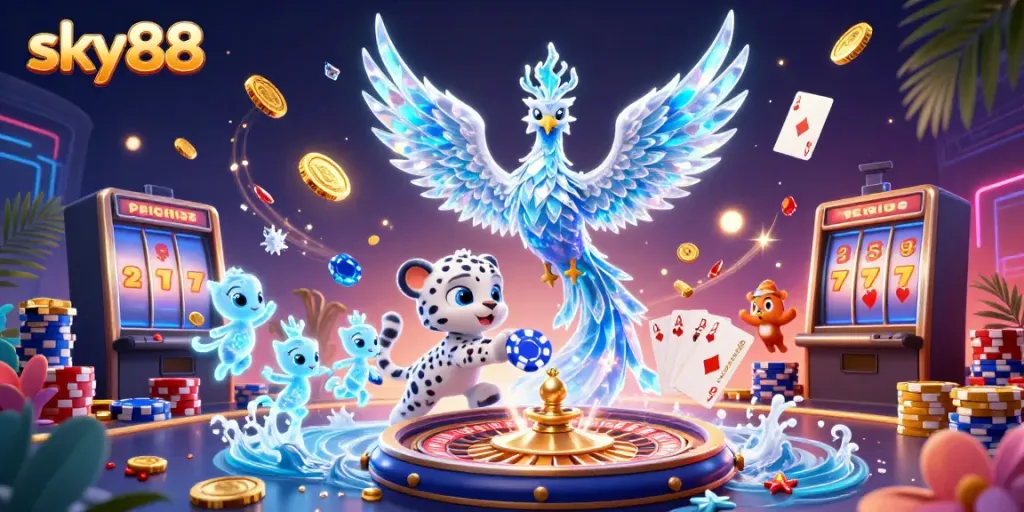 Experience thrilling gameplay at sky88 with vibrant casino elements and enchanting characters.