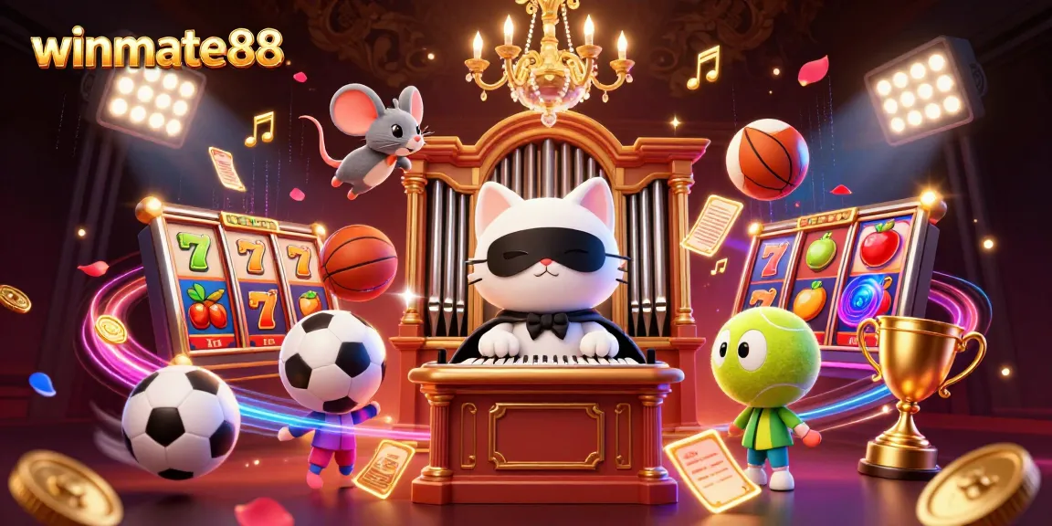 Experience thrilling gameplay at winmate88 with a vibrant 3D casino scene filled with action and excitement.