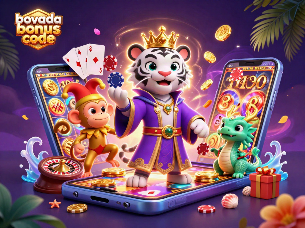 Engage with the vibrant scene showcasing the Bovada bonus code, featuring characters connected to casino excitement and gaming