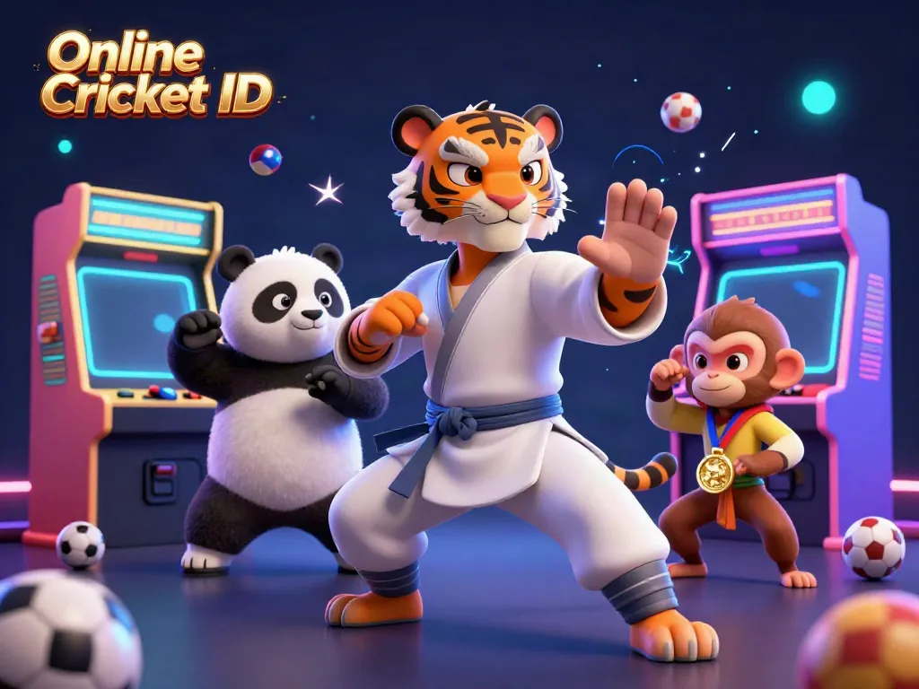 Engage with Online Cricket ID for seamless betting, featuring a tiger master and friends in action.