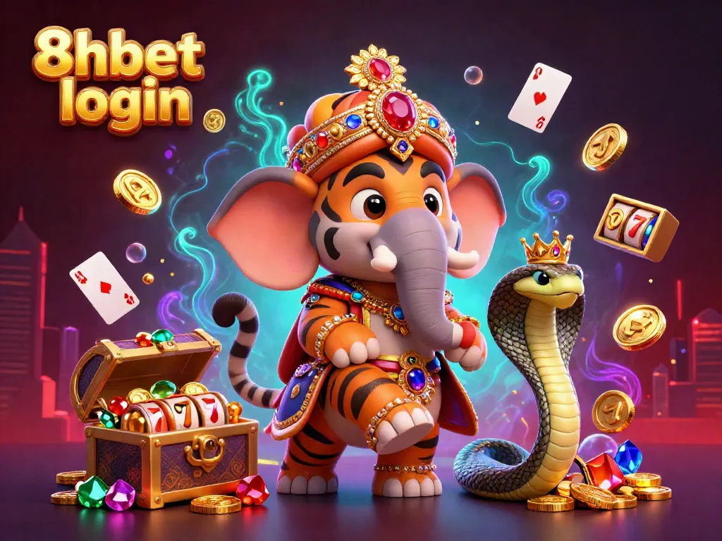 Experience the excitement of 8xbet login with a vibrant underwater casino scene featuring a maharaja riding an elephant.